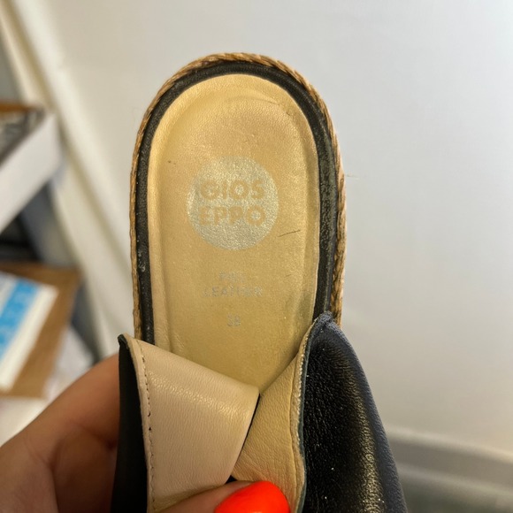 Gios Eppo Espadrille Platform Slingback Leather Black Shoe Size 38 - Picture 6 of 7